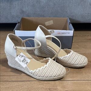 Liz Claiborne Women's White and Tan Wedge Shoes